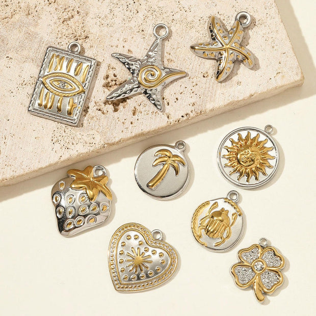 Sun Palm Tree Pendant | Two-tone Playful Strawberry Charm