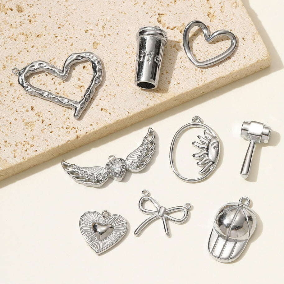 Mirror Heart Pendant | Modern Butterfly Wing Baseball Charm