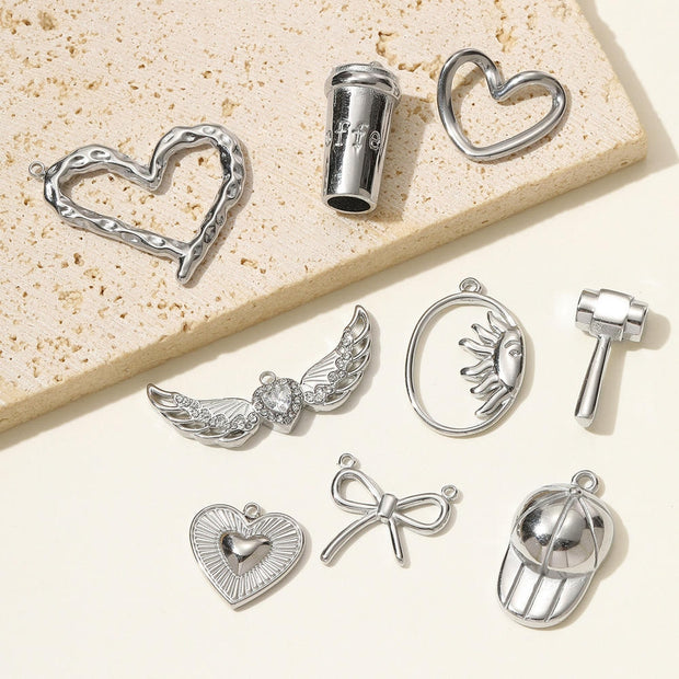 Mirror Heart Pendant | Modern Butterfly Wing Baseball Charm