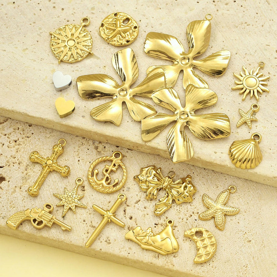 Sea Star Cross Pendant | French Sun Moon Love Steel Charm