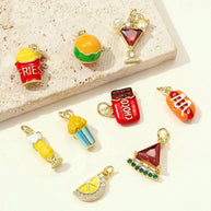 Burger Fries Pendant | Enamel Cocktail Hot Dog Charm