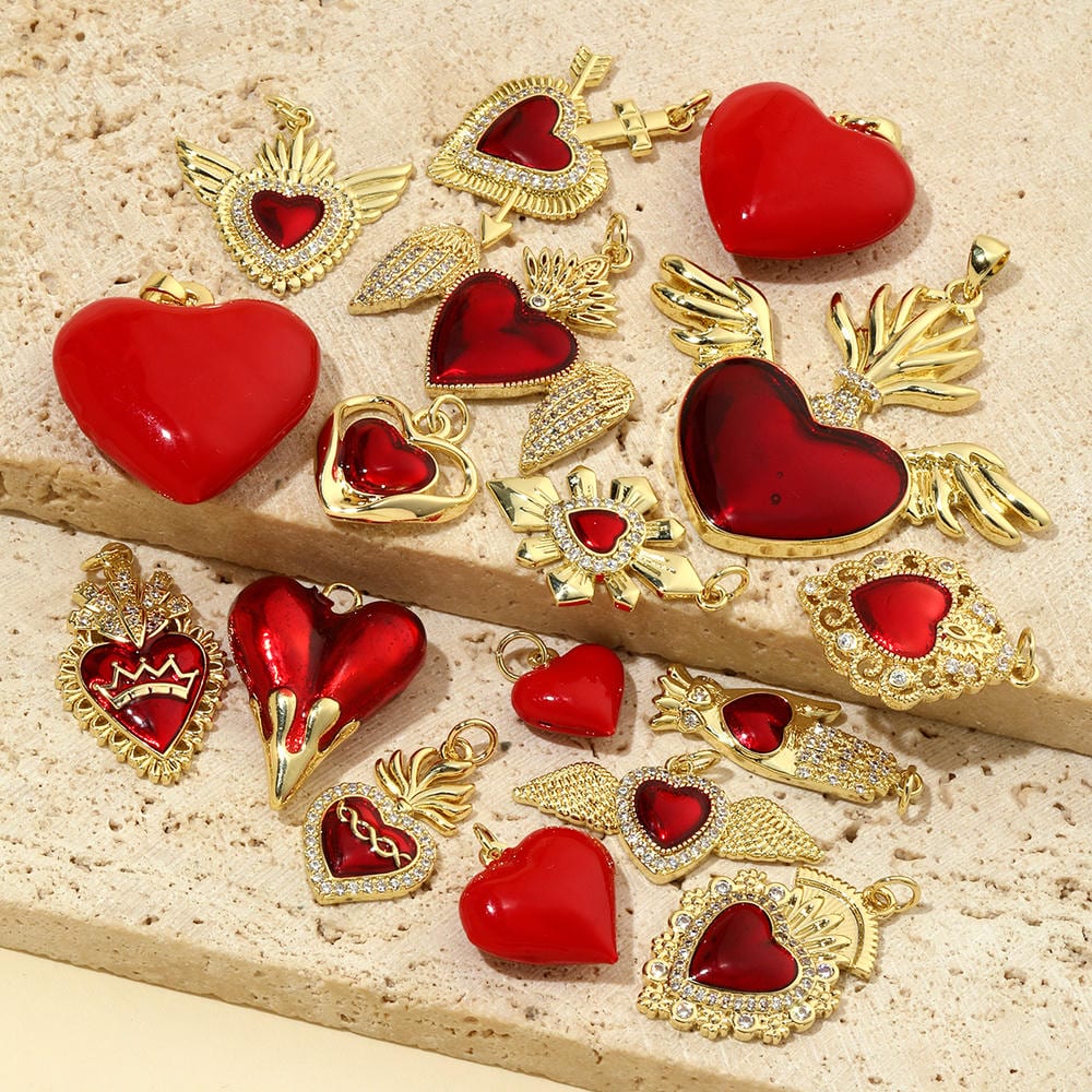 3D Heart Pendant | Enamel Zircon Love Charm Holiday Gifts