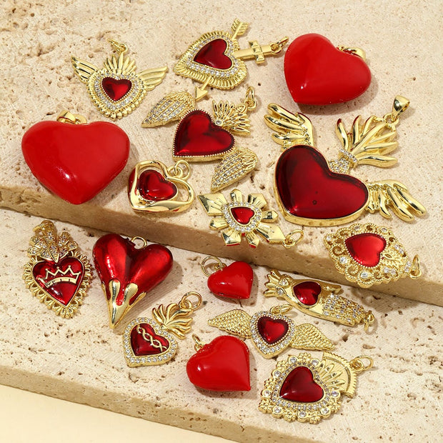 3D Heart Pendant | Enamel Zircon Love Charm Holiday Gifts