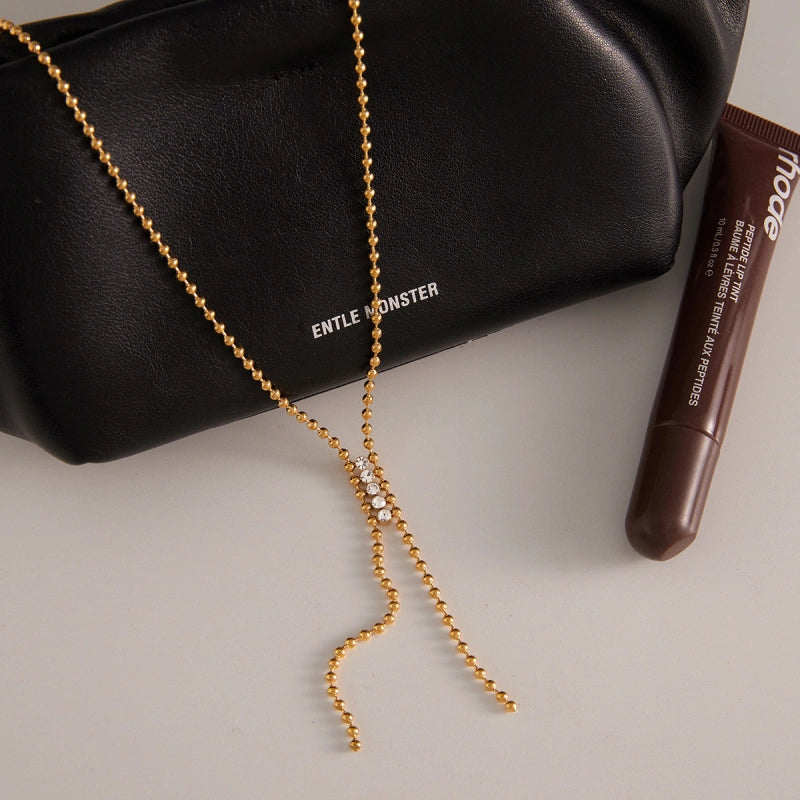 Rhinestone Fringe Y-Necklace | Layering Chain for Sweaters