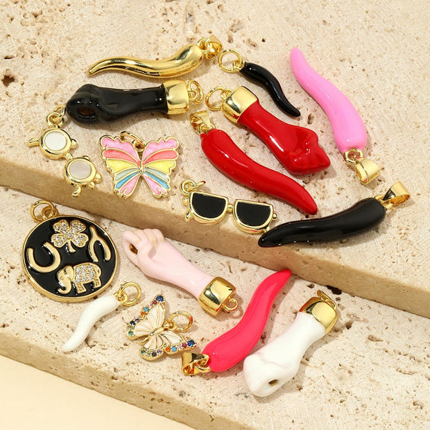 Butterfly Glove Pendant | Enamel Colorful Pepper Charm