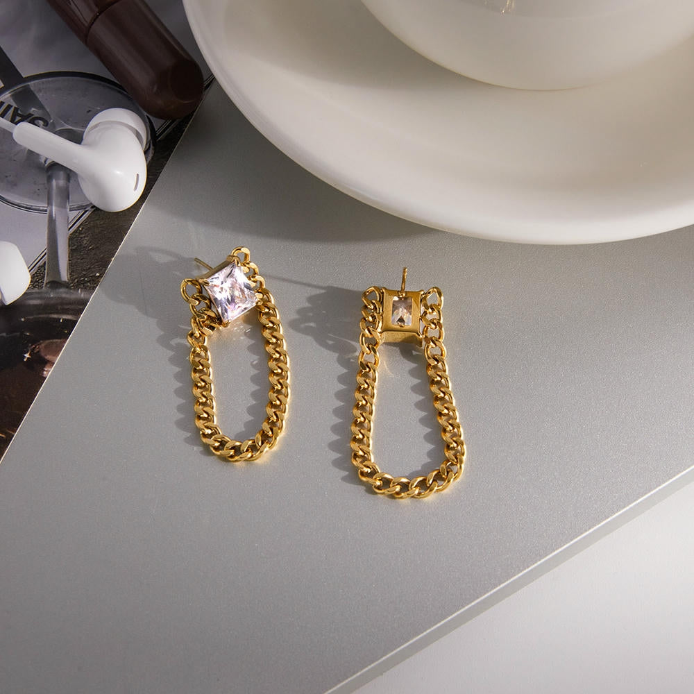 Zircon Stud Earrings | Fringe Style | Stainless Steel Gift