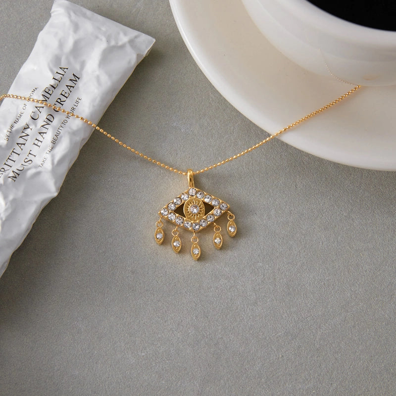 Evil Eye Zircon Necklace | Stainless Steel Fringe Jewelry