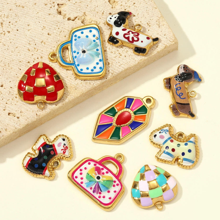 Dog Cat Pendant | Cute Animal Stainless Steel Jewelry Charm