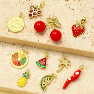 Cherry Grape Pendant | Zircon Inlay Enamel Fruit Drop Charm