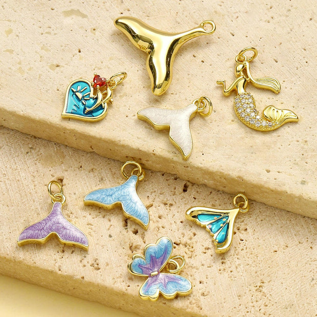 Mermaid Tail Pendant | Fantasy Butterfly Love Enamel Charm