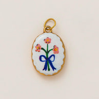 DIY Flower Grass Pendant Heart Print Colorful Charm JX252601S