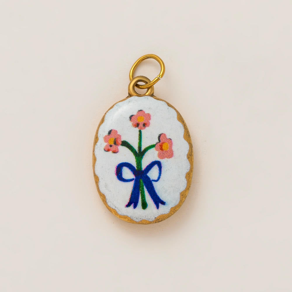 DIY Flower Grass Pendant Heart Print Colorful Charm JX252601S