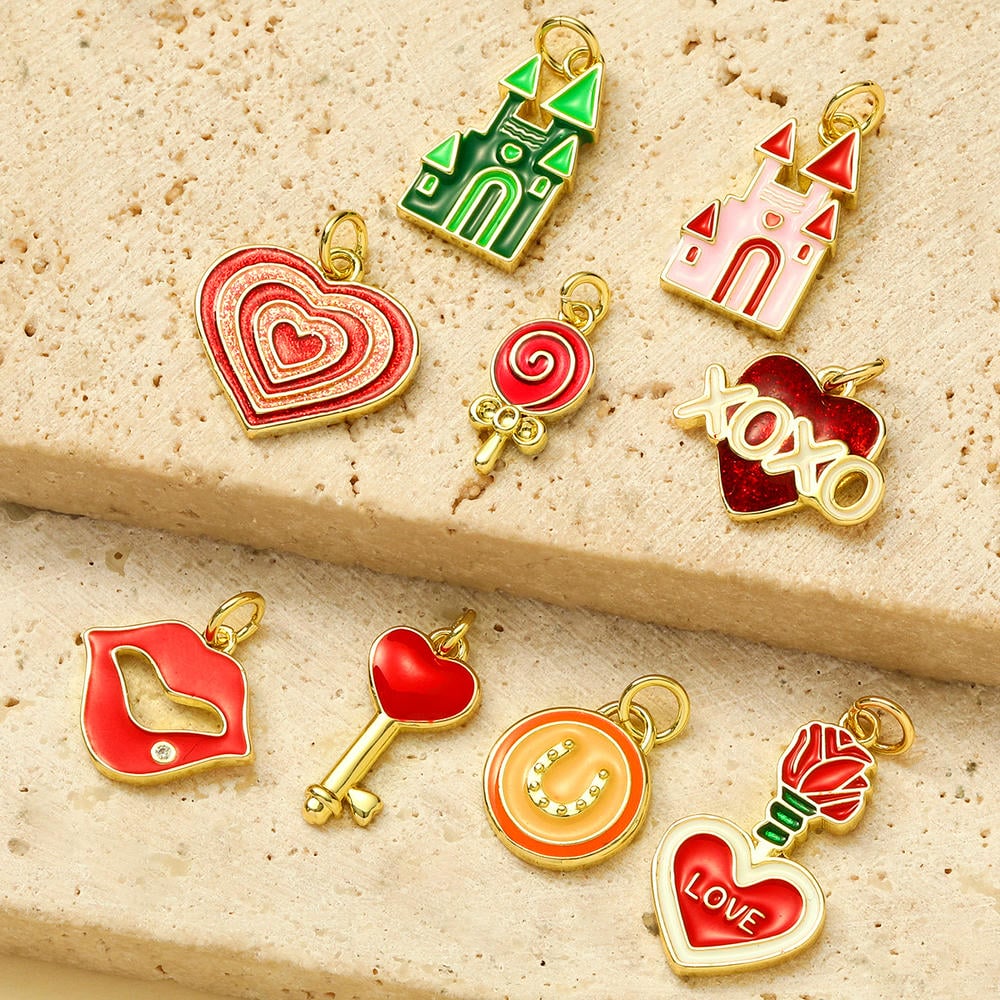 XOXO Rose Pendant | Popular Enamel House Lollipop Charm