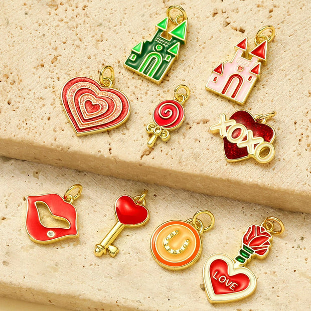 XOXO Rose Pendant | Popular Enamel House Lollipop Charm