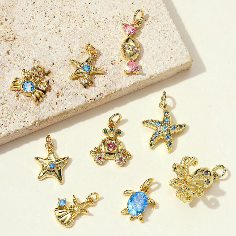 Sea Star Crab Pendant | Fairytale Ocean Life Enamel Charm