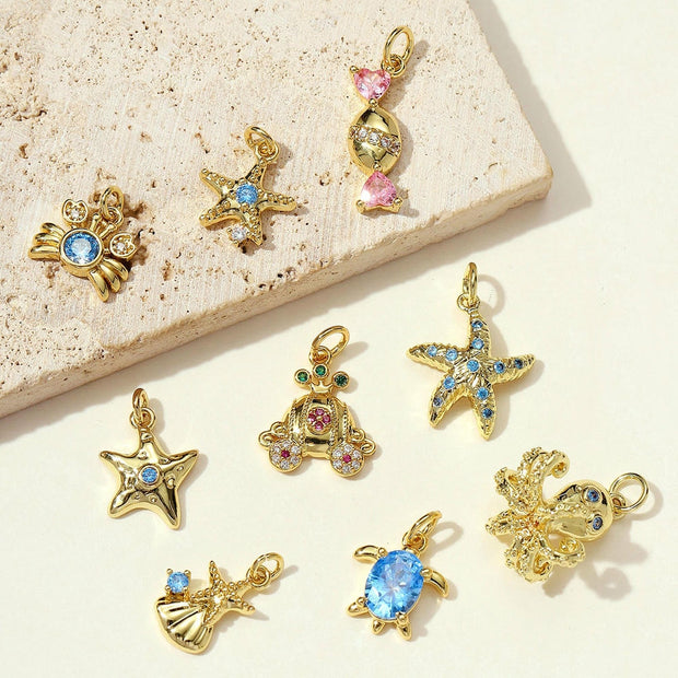 Sea Star Crab Pendant | Fairytale Ocean Life Enamel Charm