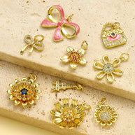 Bow Flower Pendant | French Vintage Zircon Necklace Charm