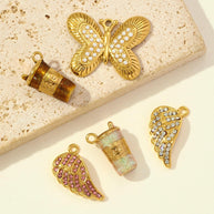 3D Coffee Cup Pendant | Large Butterfly Steel Charm