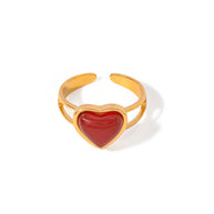 Red Gemstone Heart Adjustable Ring JXRW2312023