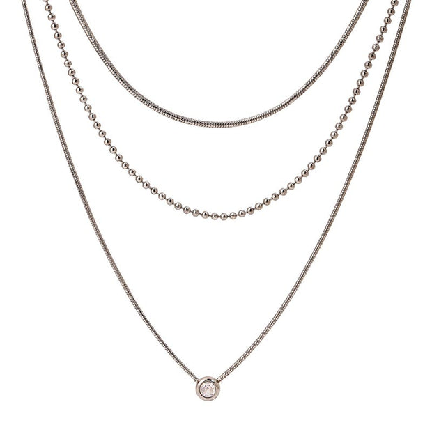 Stainless Steel Multi Strand Chain Necklace JXNW2403081