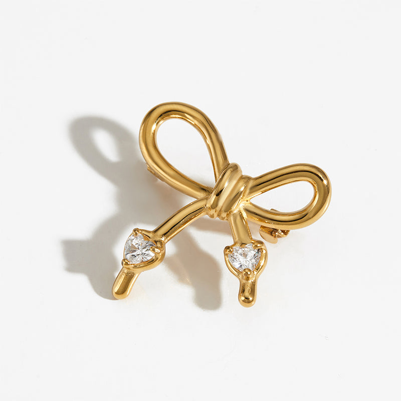 Elegant Bow Brooch | Stainless Steel Lapel Pin for Women