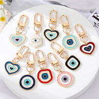 Evil Eye Keychain | Colorful Drop Charm | Heart Shape