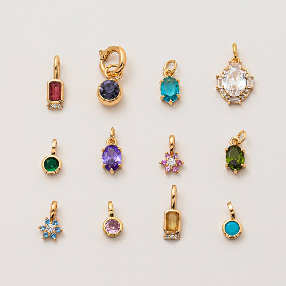 Stainless Steel Adjustable Charm 12 Birthstones Pendant
