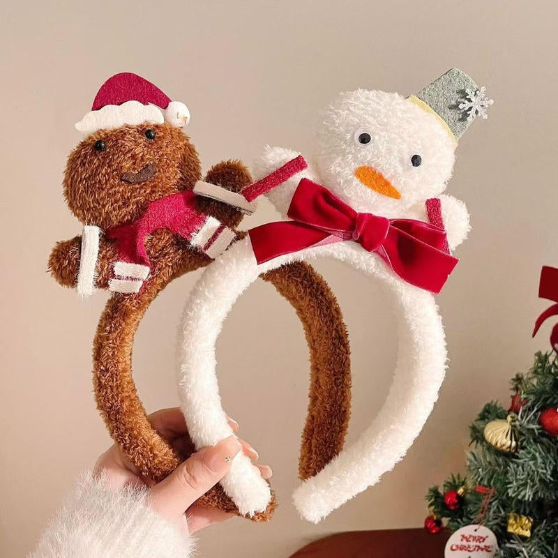 Plush Snowman Headband | Gingerbread Christmas Hair Clip