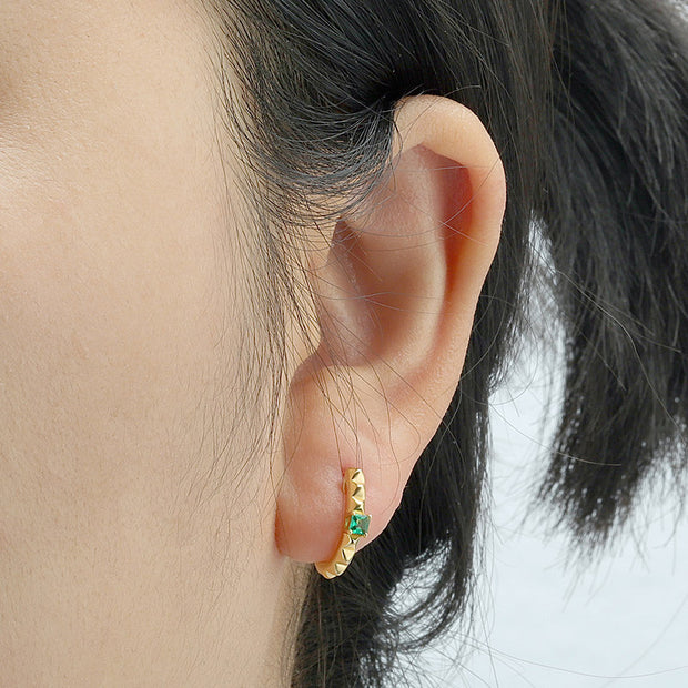 Emerald Square Earrings 925 Sterling Silver 18K Gold Plated