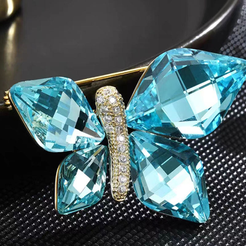 Blue Butterfly Brooch | Crystal Rhinestone Pin | Luxury