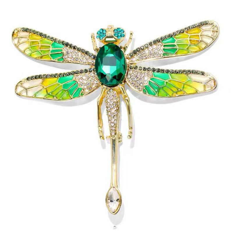 Dragonfly Insect Oil Drop Rhinestone Brooch Elegant Women's