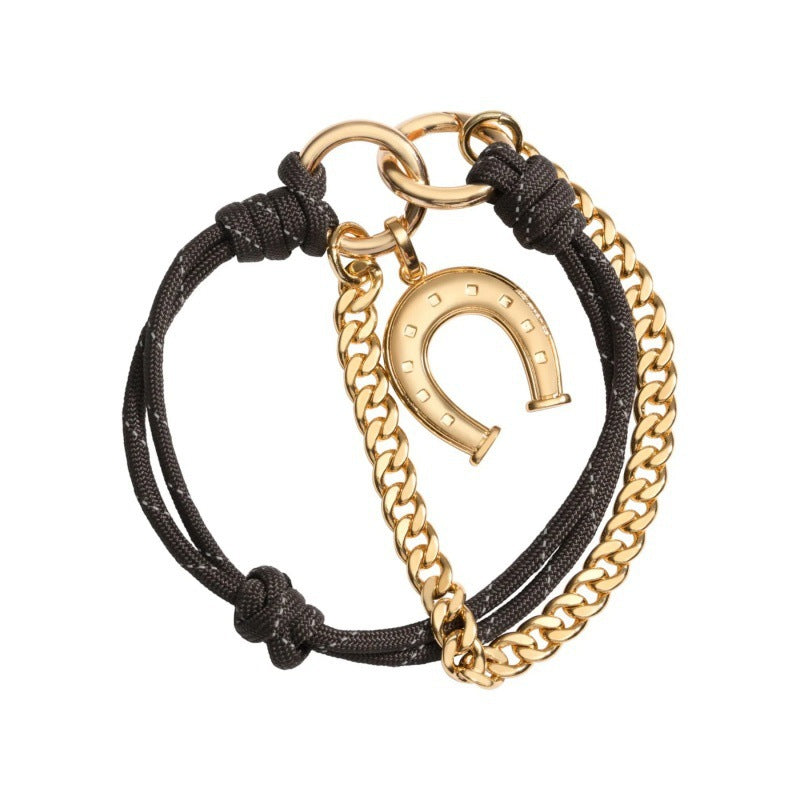 Rope Chain Bag Charm Lucky Horseshoe Smile Accessories