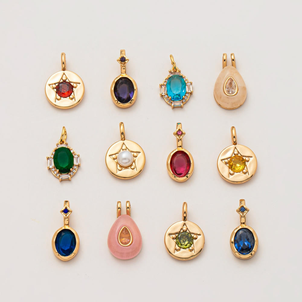 DIY Adjustable Chain 12 Birthstones Pendant JX010404GK