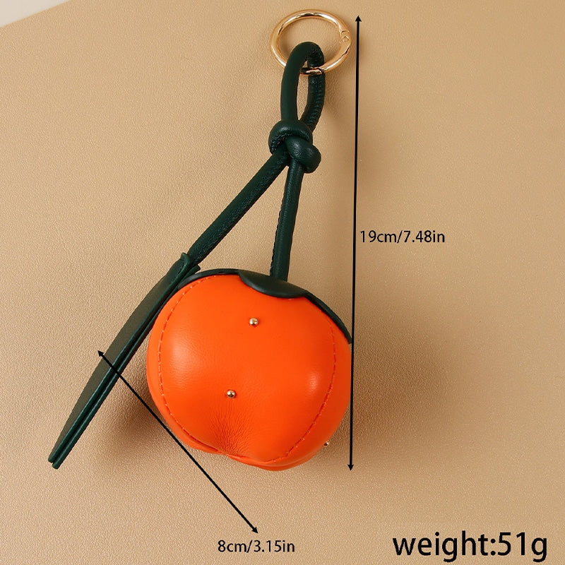 Persimmon Keychain | PU Cotton Charm | Lucky Gift