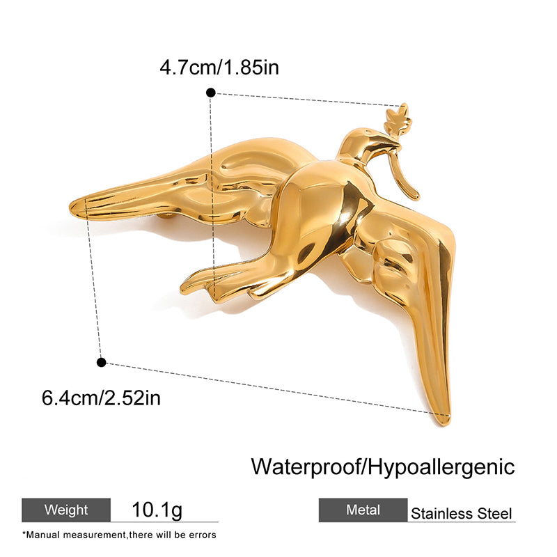 Vintage Dove Peace Brooch | Stainless Steel Elegant Lapel Pin