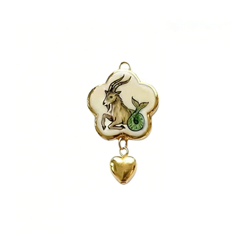 Print Series Zodiac Charm Steel 18K Gold Plated DIY JX255014QI