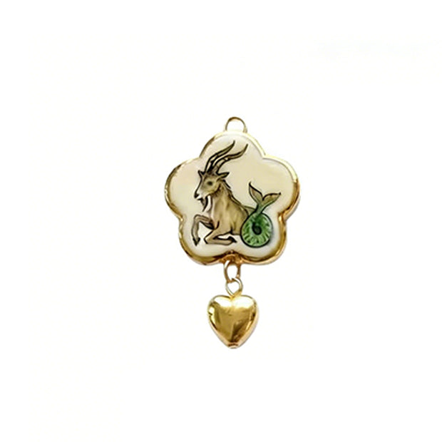 Print Series Zodiac Charm Steel 18K Gold Plated DIY JX255014QI