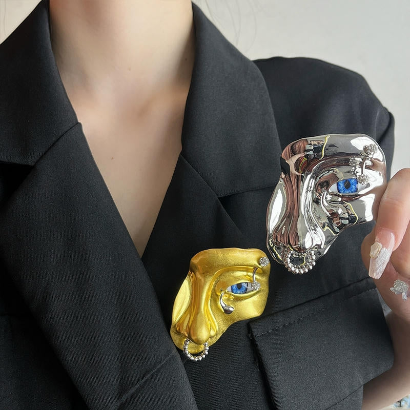 Nose Ring Mask Brooch | Half-Face Dramatic Lapel Pin