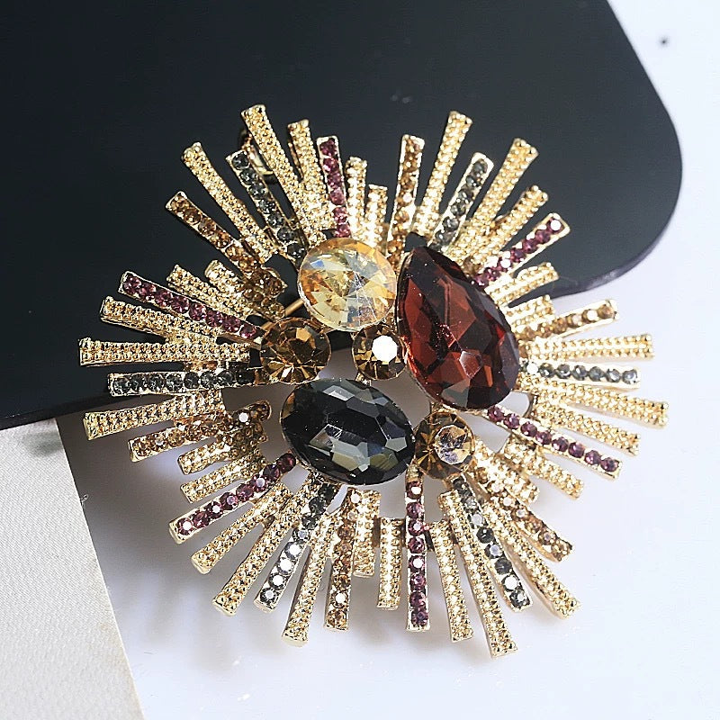 Fireworks Brooch | Gemstone Sparkle Pin | Evening Party