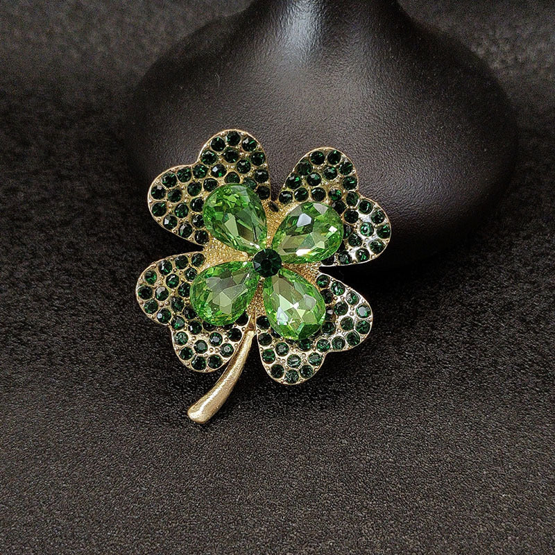 Green Clover Brooch | Four Leaf Lucky Pin | Women's Gift