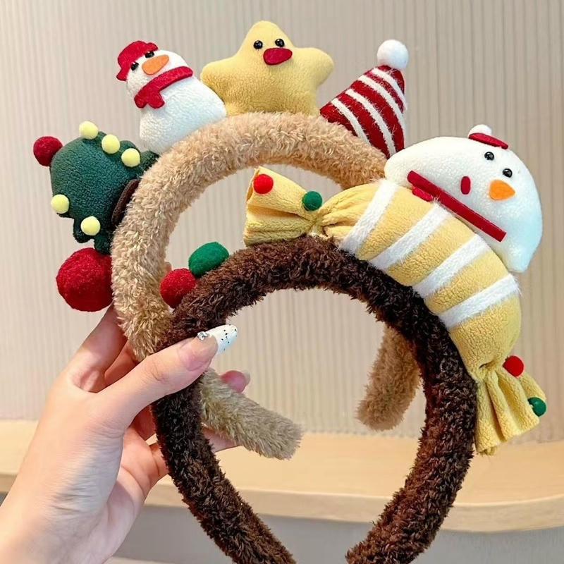 Plush Reindeer Headband | Fluffy Christmas Tree Hair Clip