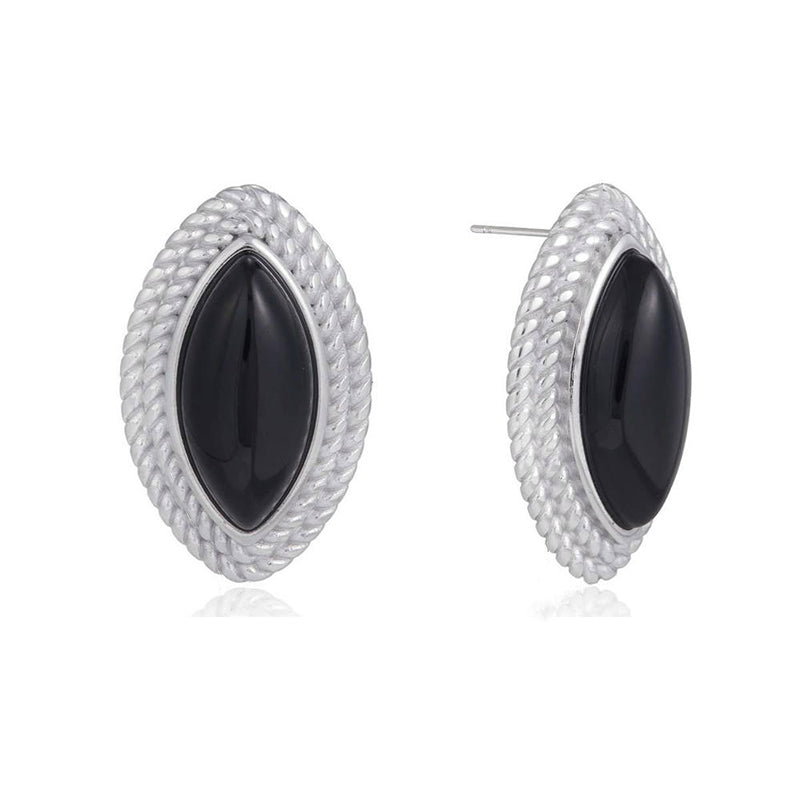 Black Enamel Earring | Stainless Steel Drop | Luxury Women's