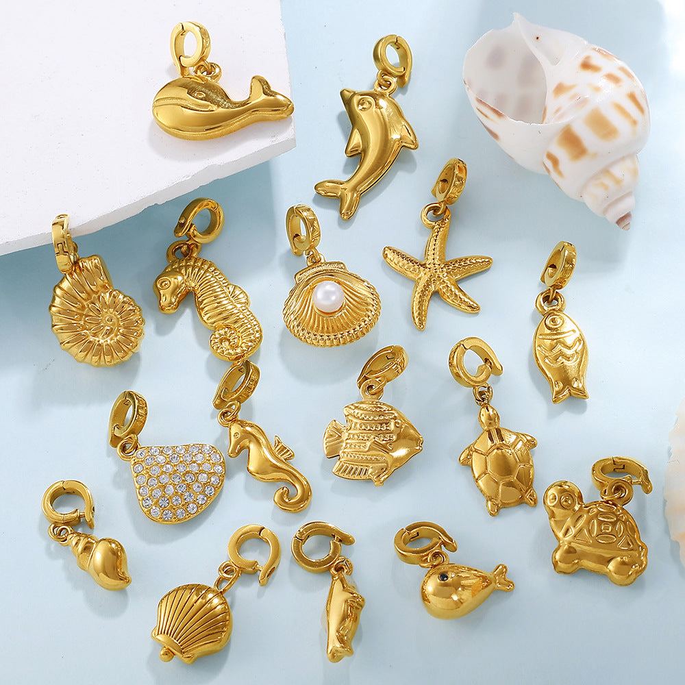 European Coastal Pendant Steel 18K Gold Plated DIY Charm