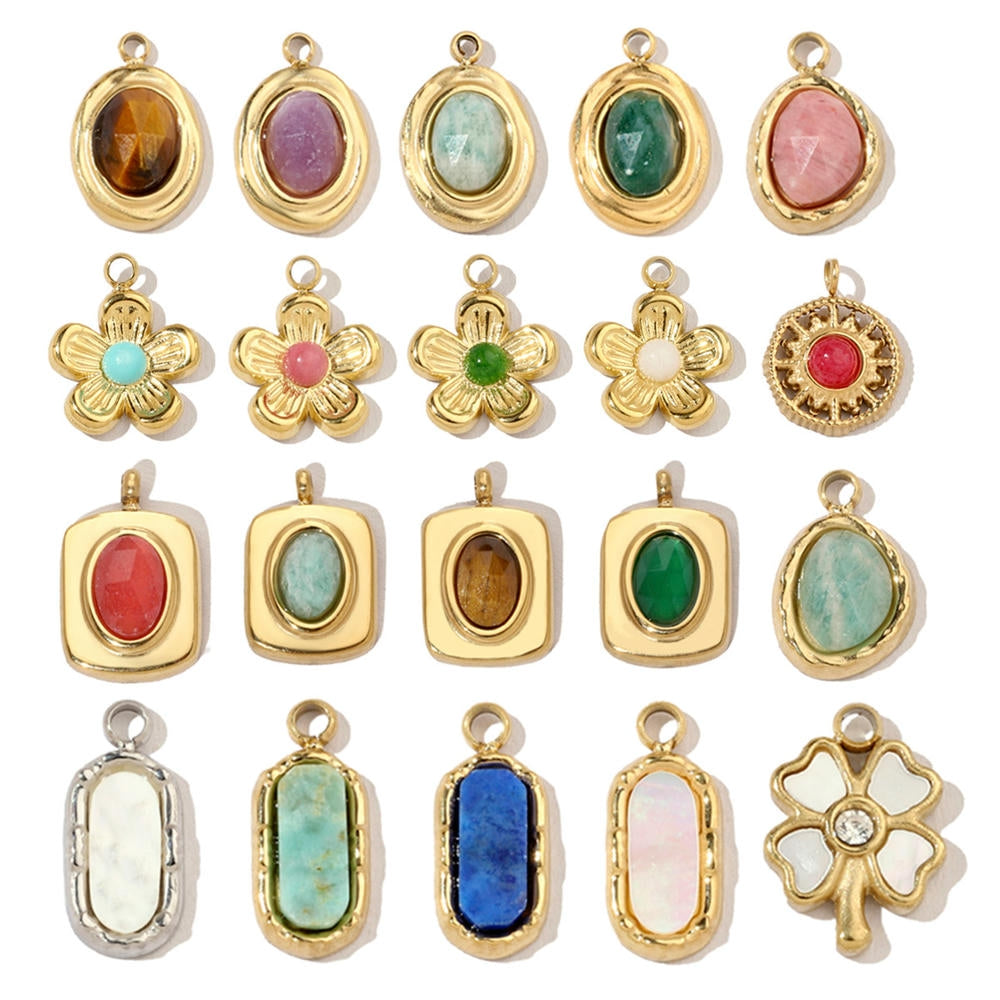 French Flower Pendant | Lucky Four Leaf Clover Steel Charm