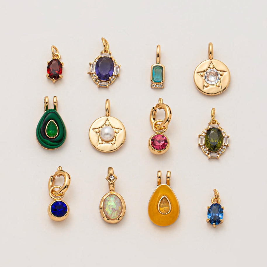 12 Birthstones Charm Adjustable Chain Stainless Steel