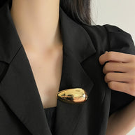 Modern Egg Drop Brooch | Polished Metal Lapel Pin for Blazer