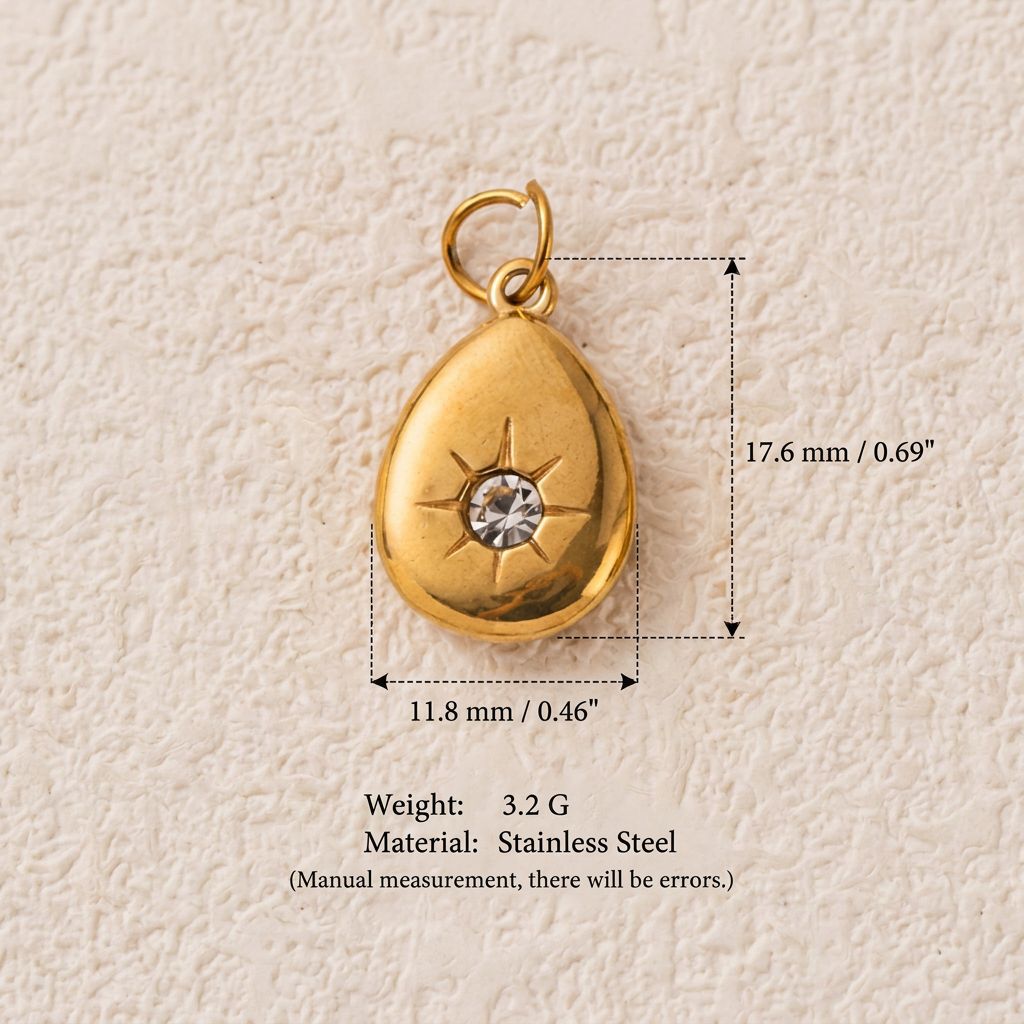 Vintage Gemstone Crystal Stainless Steel DIY Pendants Charm