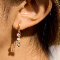 Gold Plated Fringe Hoops | Fashion Zircon Drop Earrings