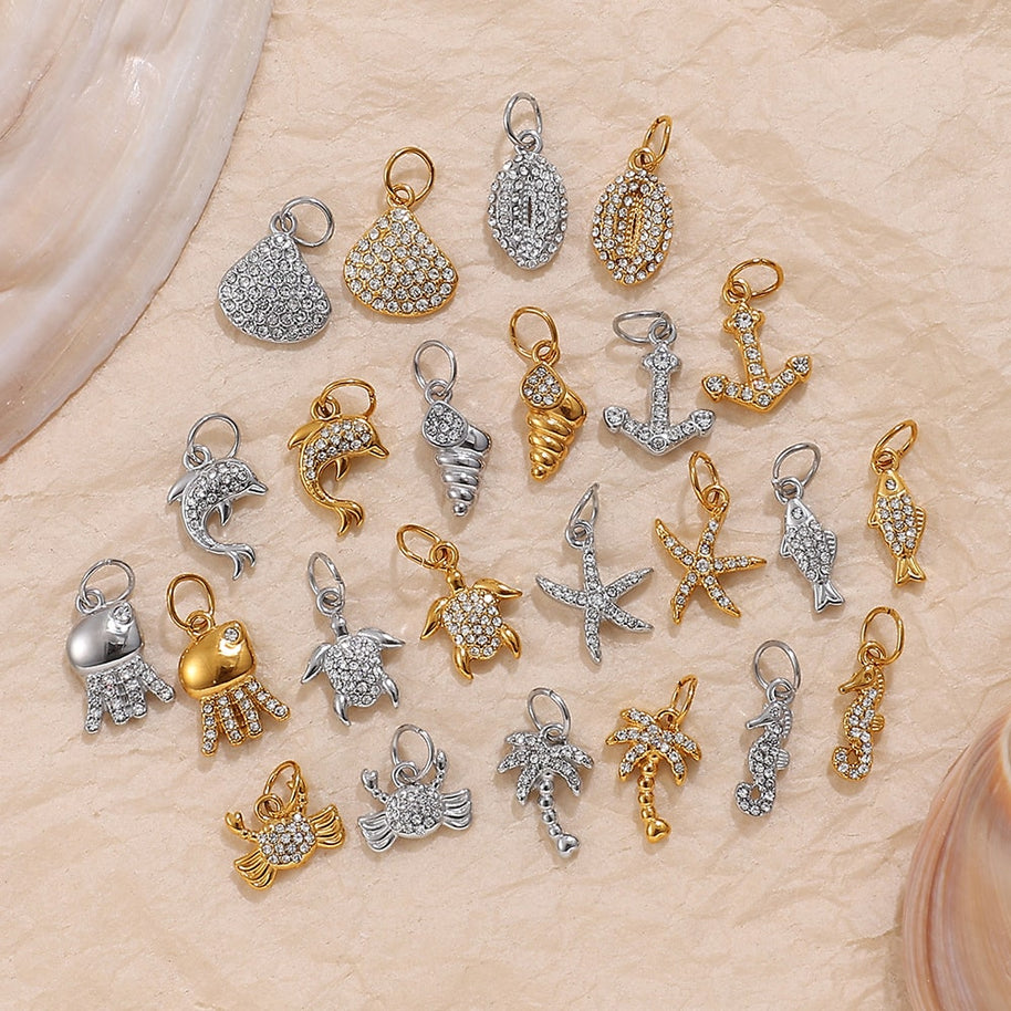 Rhinestone Starfish Coconut Crab Pendant DIY Ocean Style