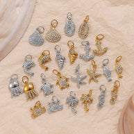 Rhinestone Starfish Coconut Crab Pendant DIY Ocean Style